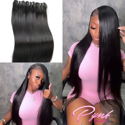 [PynkPalace] Luxury Salon Quality Straight Body Wave Raw Cuticle Aligned Human Hair Bundle Deals